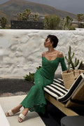VESTIDO VERDE CROCHET MANGA COMPRIDA