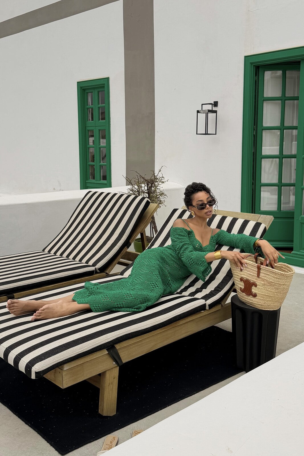 VESTIDO VERDE CROCHET MANGA COMPRIDA