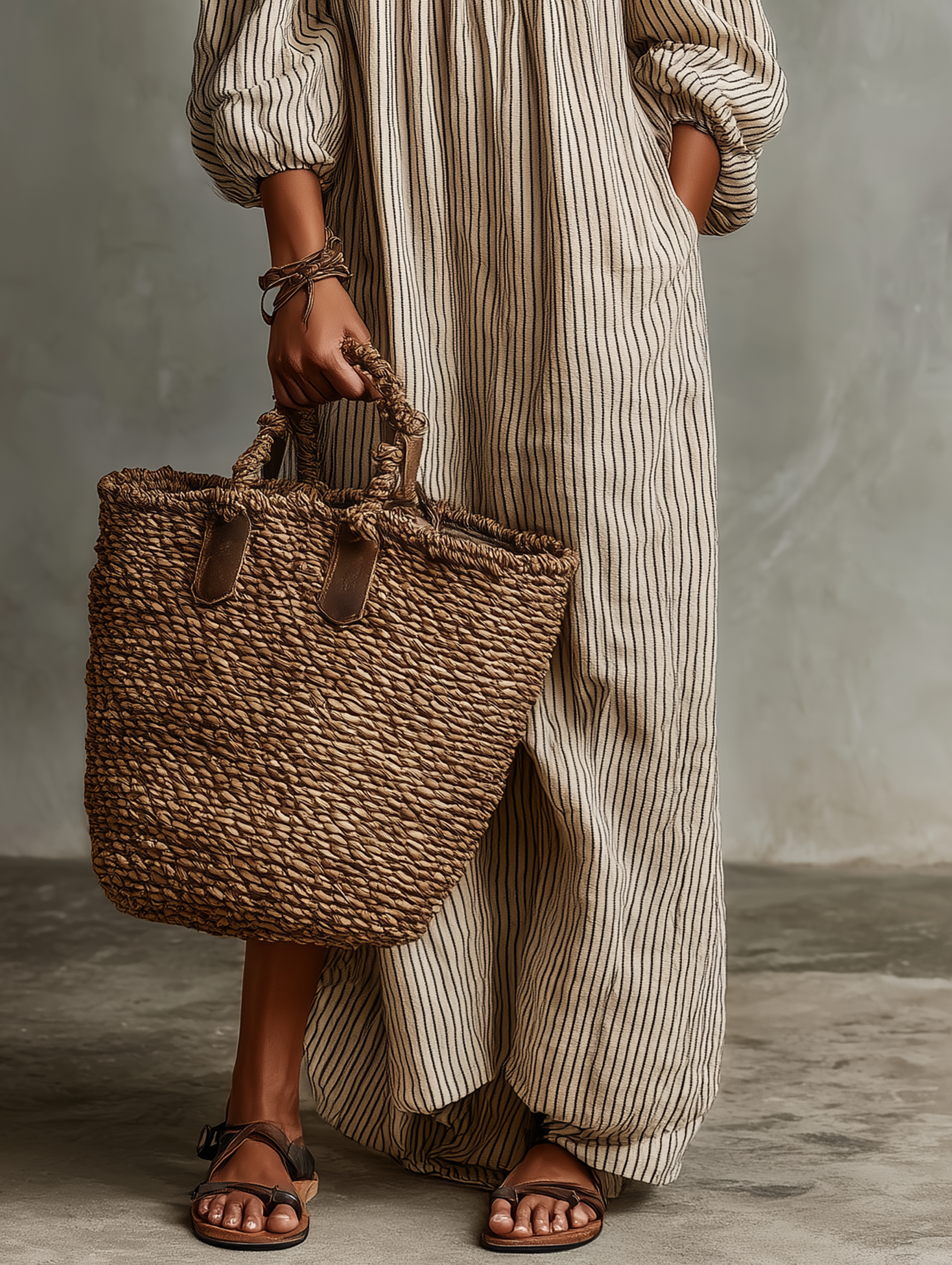 Maxi Vestido de Vacaciones con Hombros Descubiertos y Mangas Largas