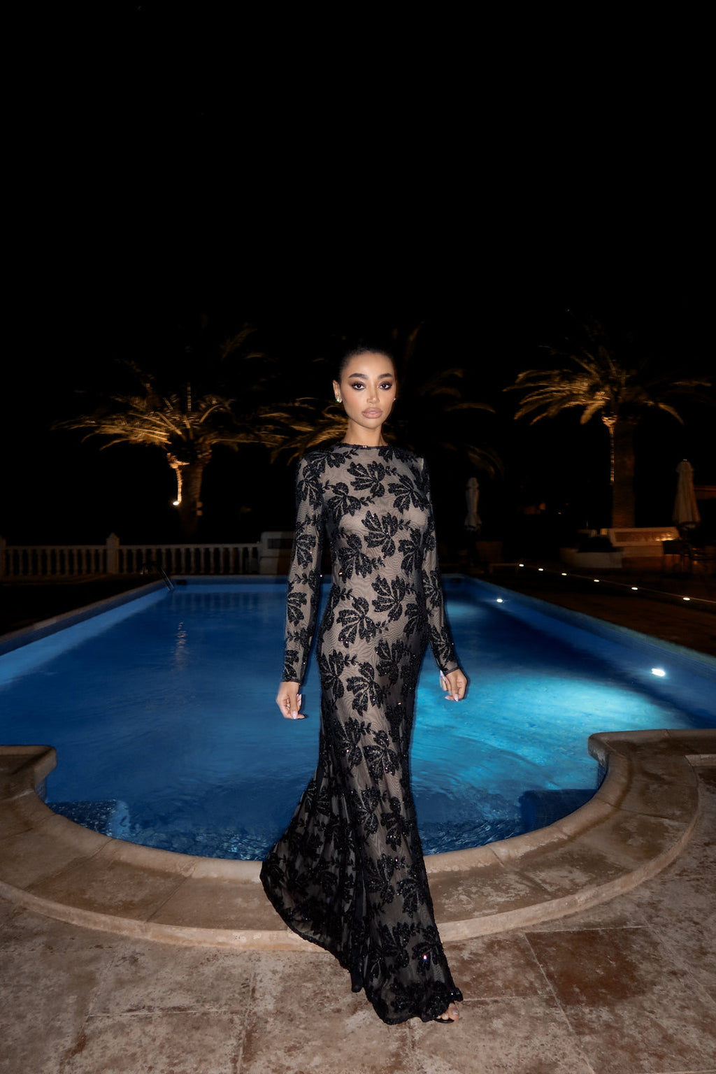 VESTIDO LONGO TULE PRETO