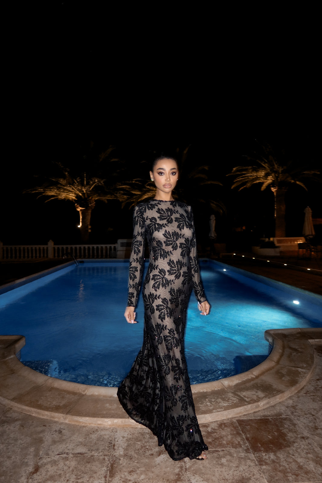 VESTIDO LONGO TULE PRETO