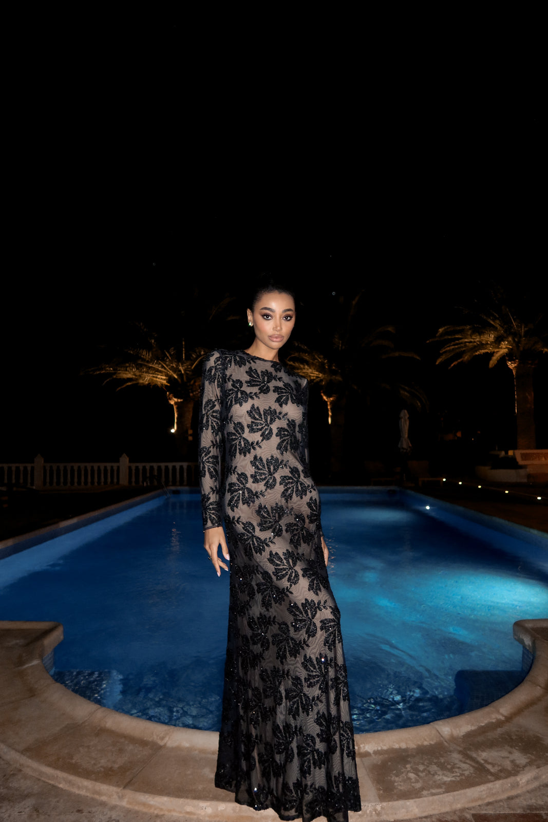 VESTIDO LONGO TULE PRETO