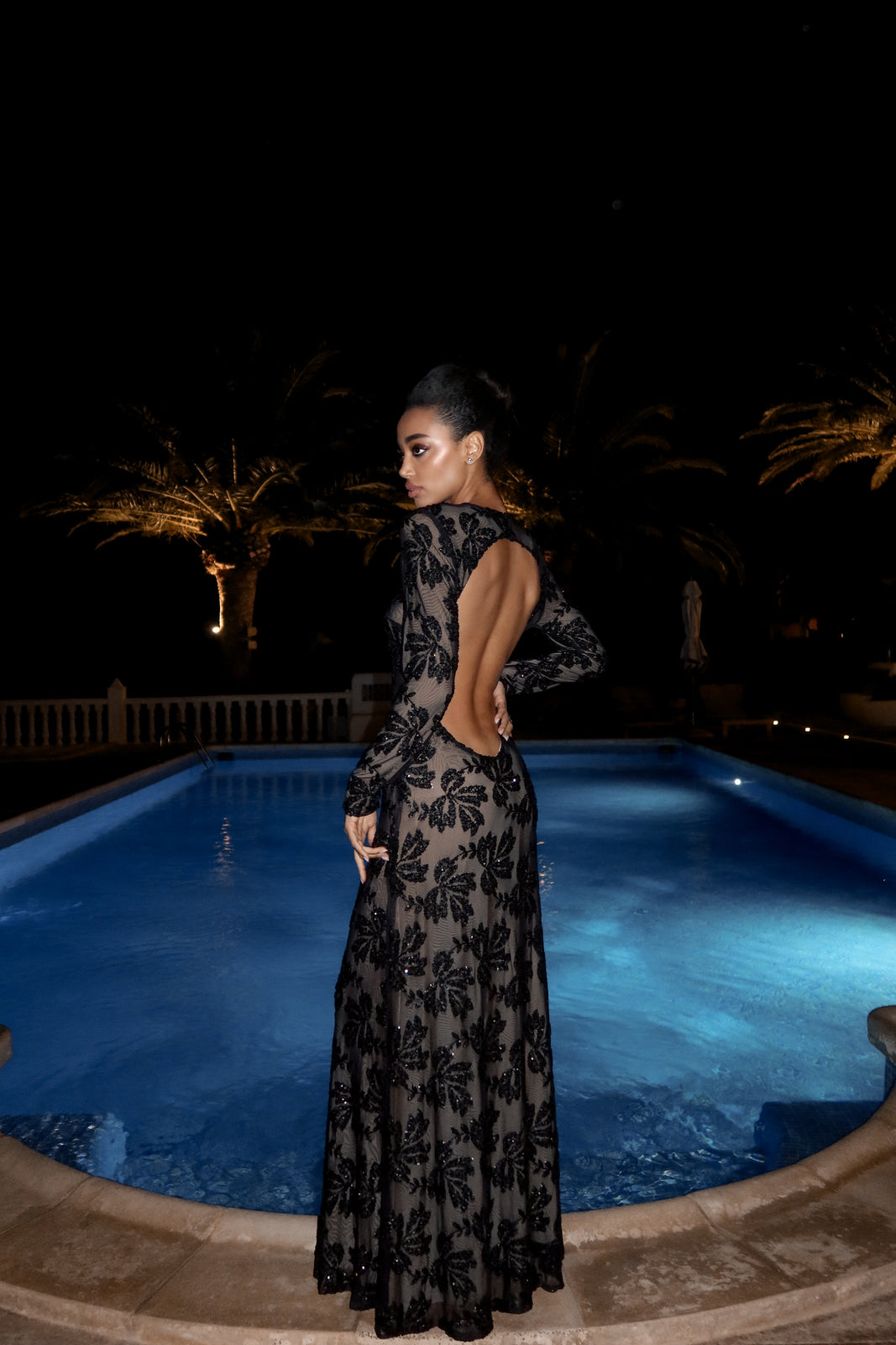 VESTIDO LONGO TULE PRETO