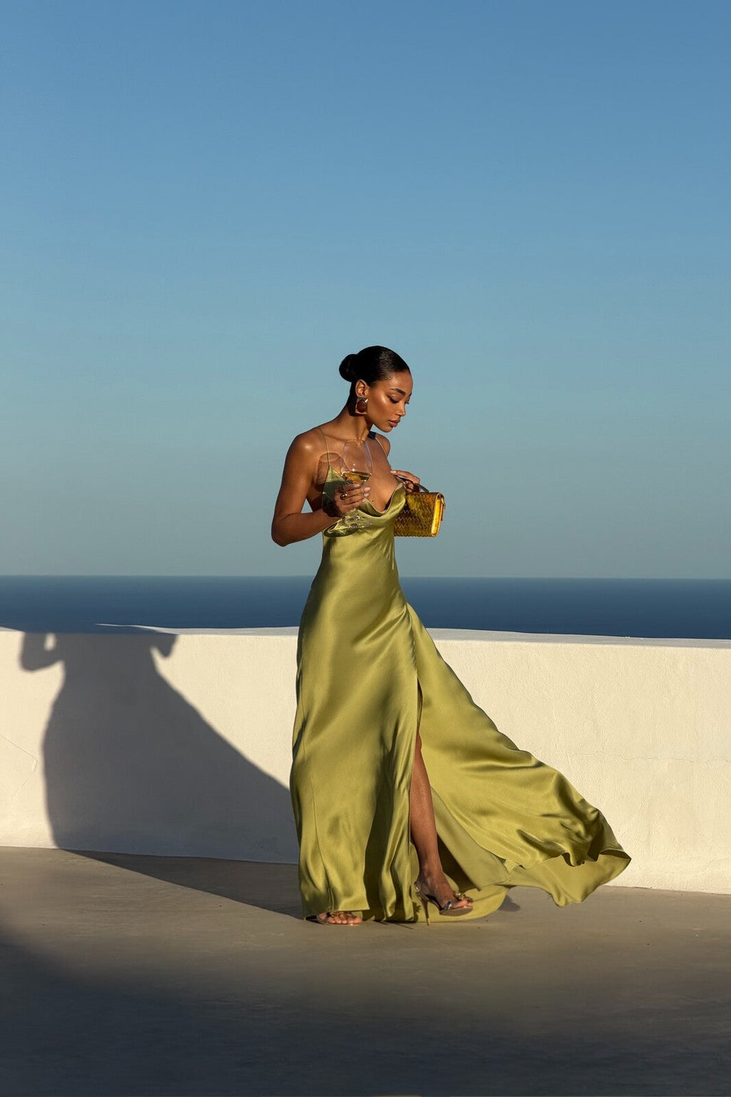 VESTIDO LONGO VERDE OLIVA