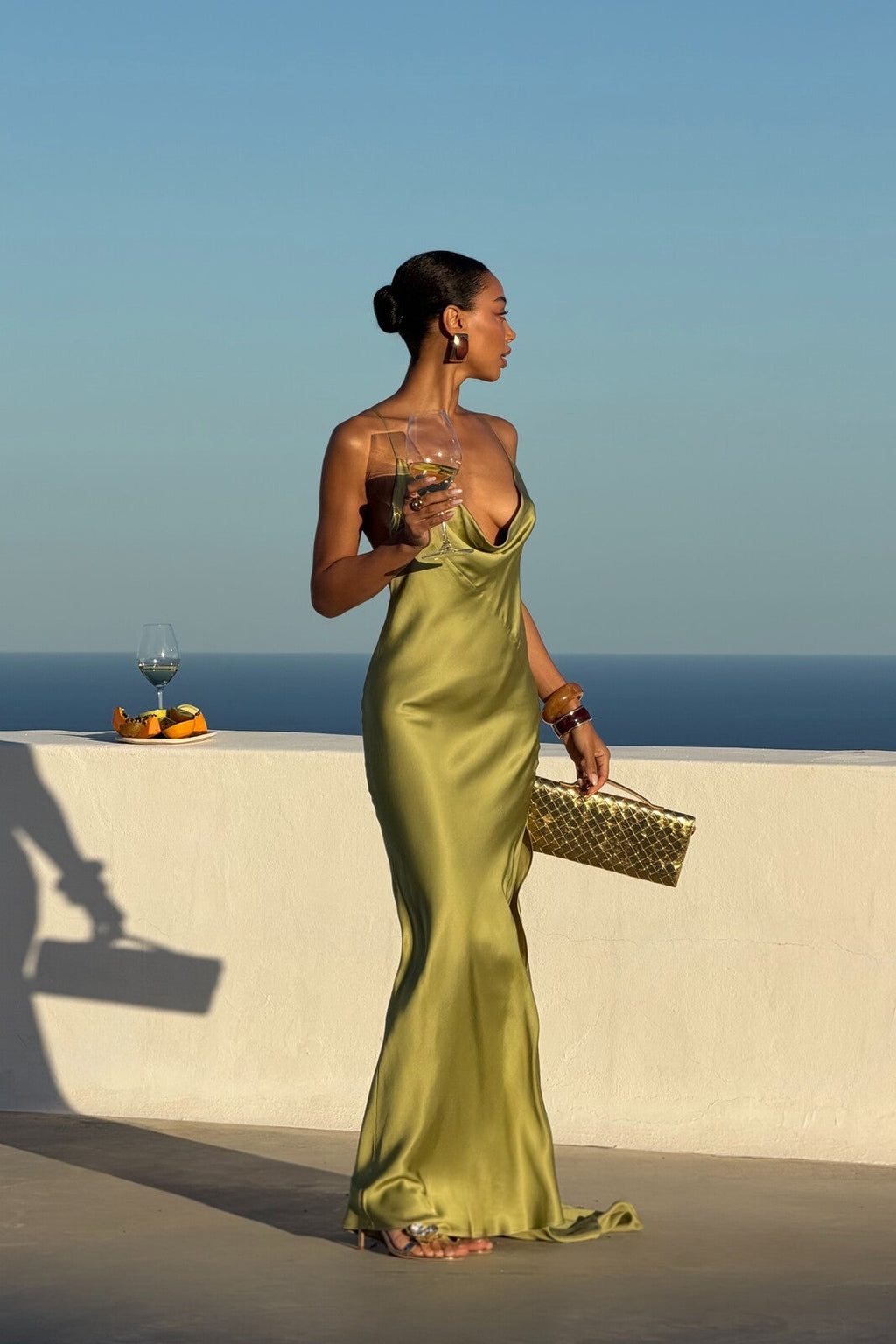 VESTIDO LONGO VERDE OLIVA