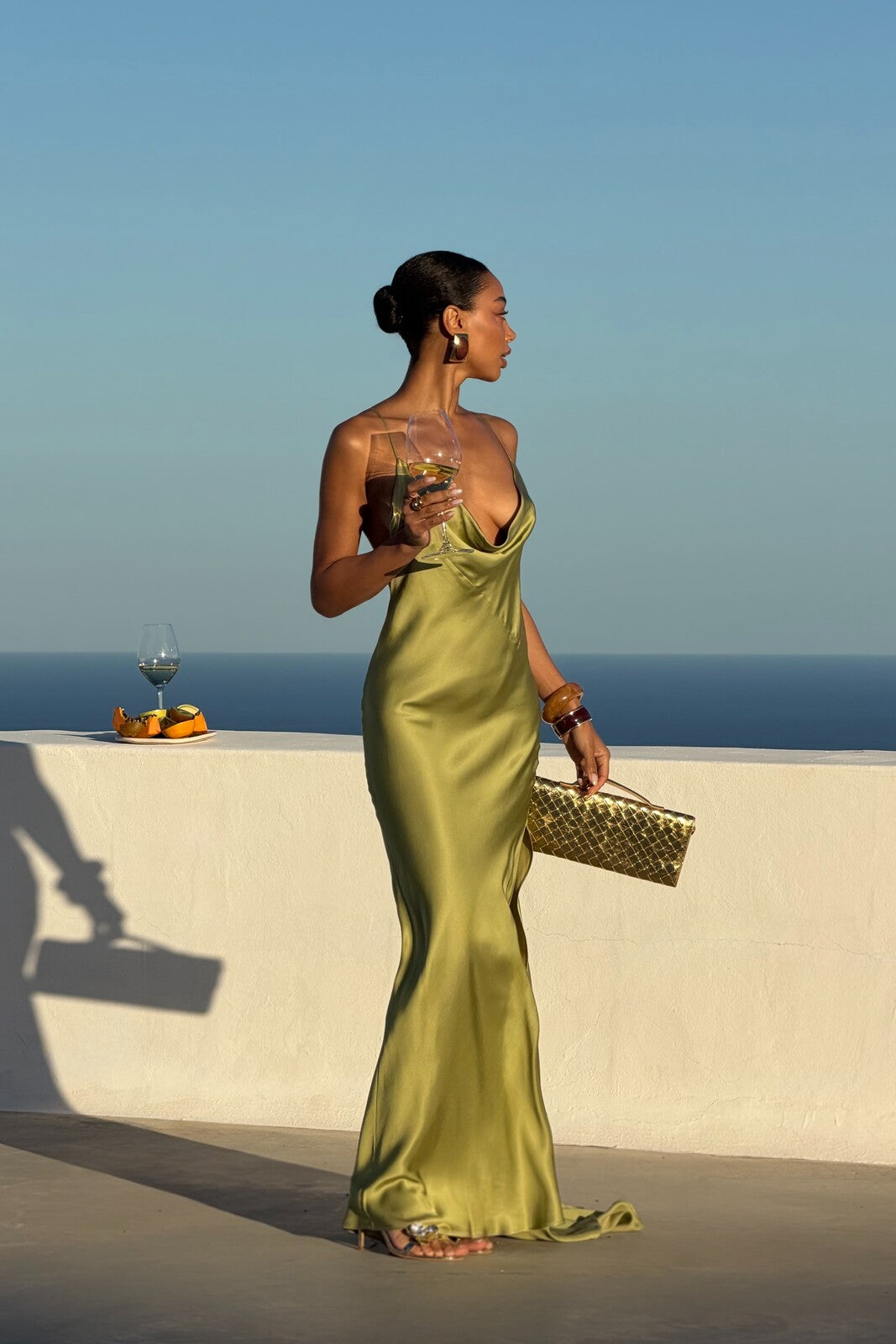 VESTIDO LONGO VERDE OLIVA