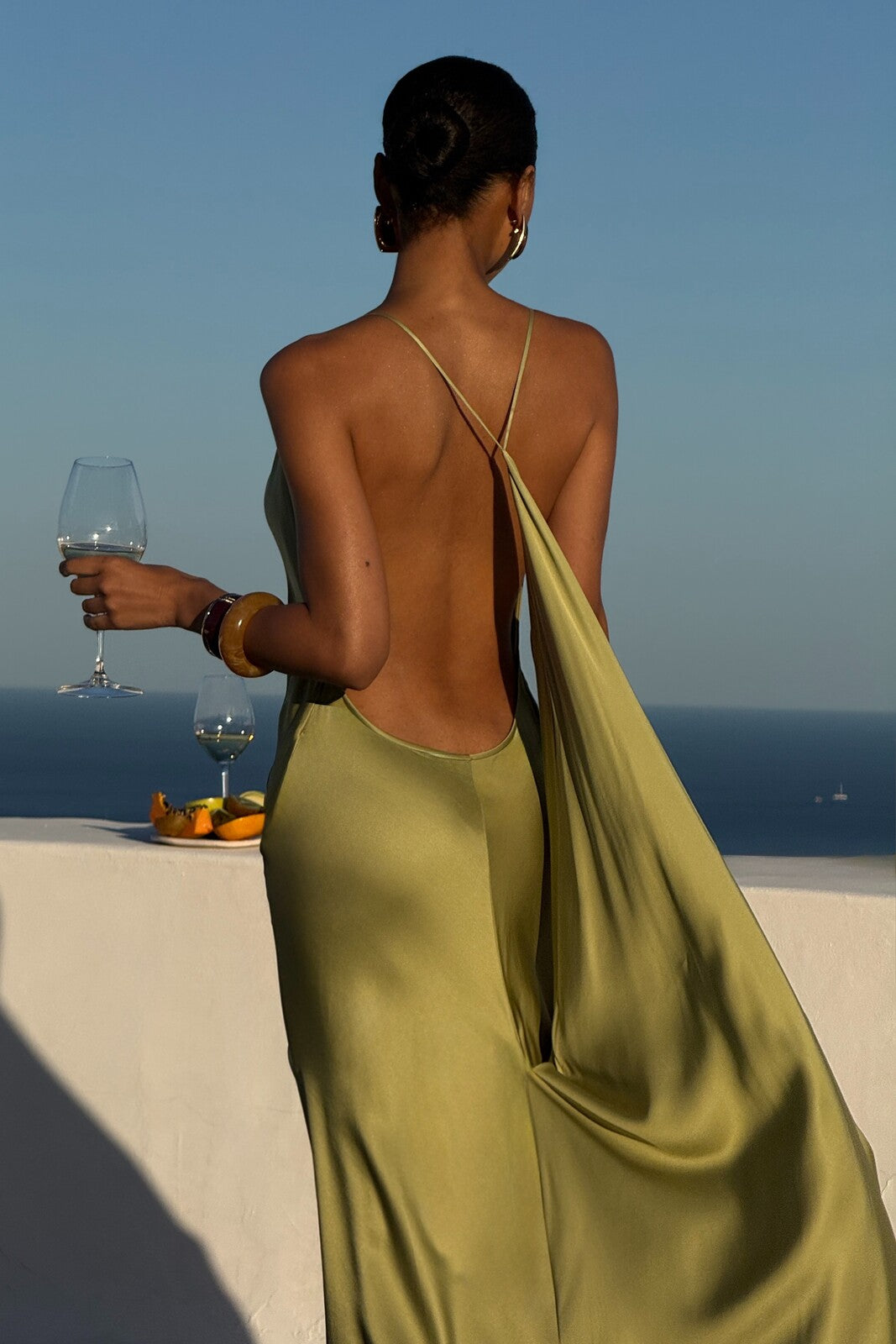 VESTIDO LONGO VERDE OLIVA