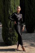VESTIDO LONGO PRETO DECOTE BARCO