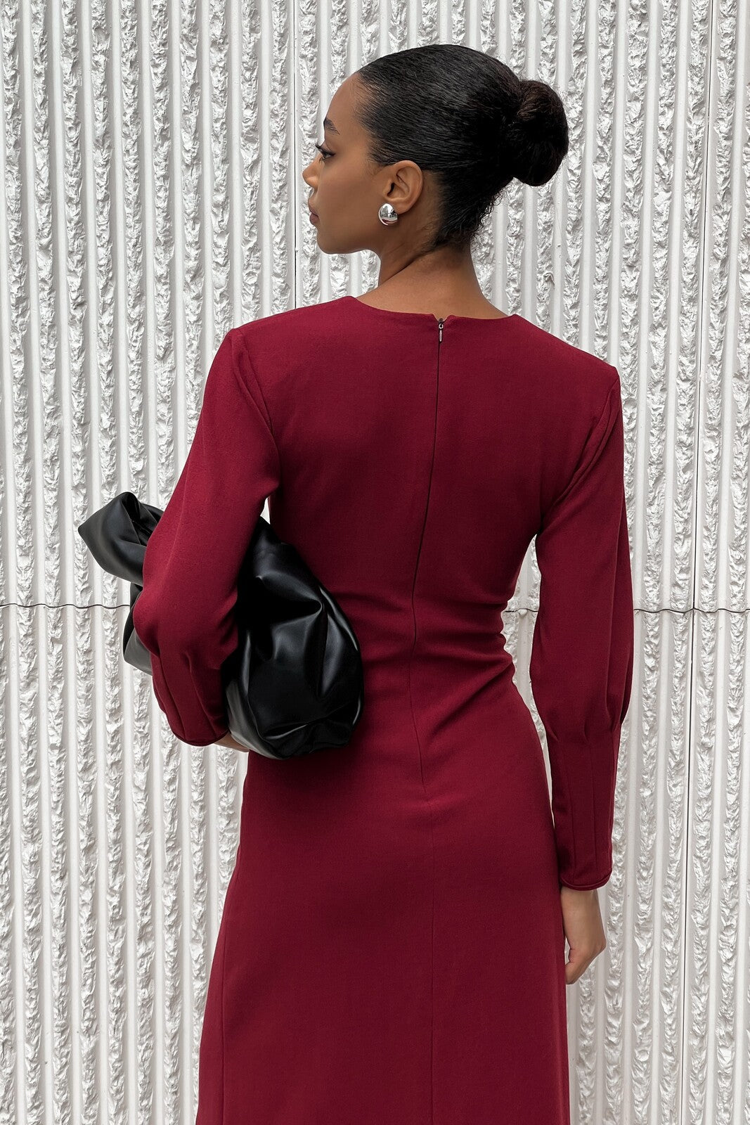 VESTIDO LONGO BORDEAUX DECOTE DE LAÇO