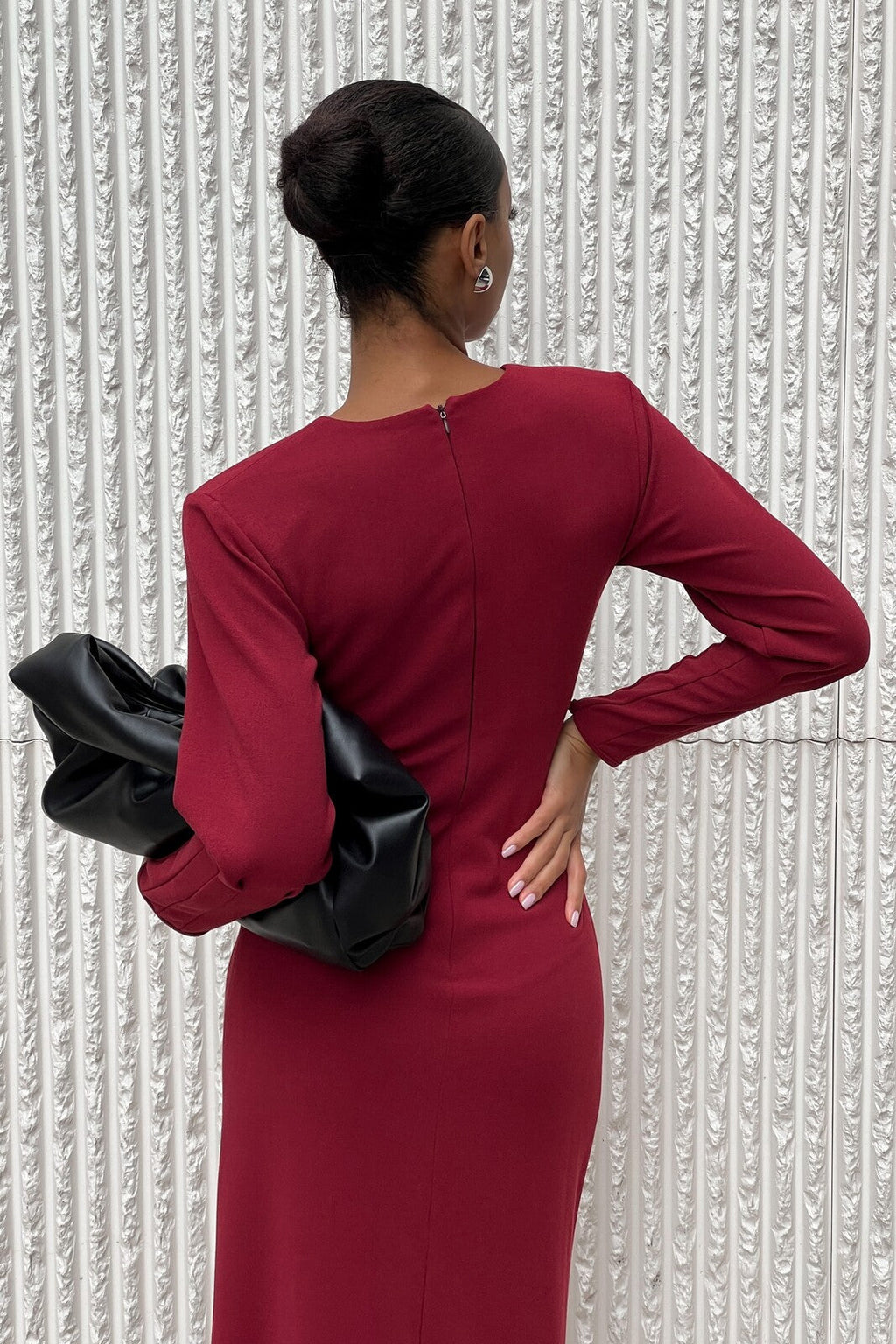 VESTIDO LONGO BORDEAUX DECOTE DE LAÇO
