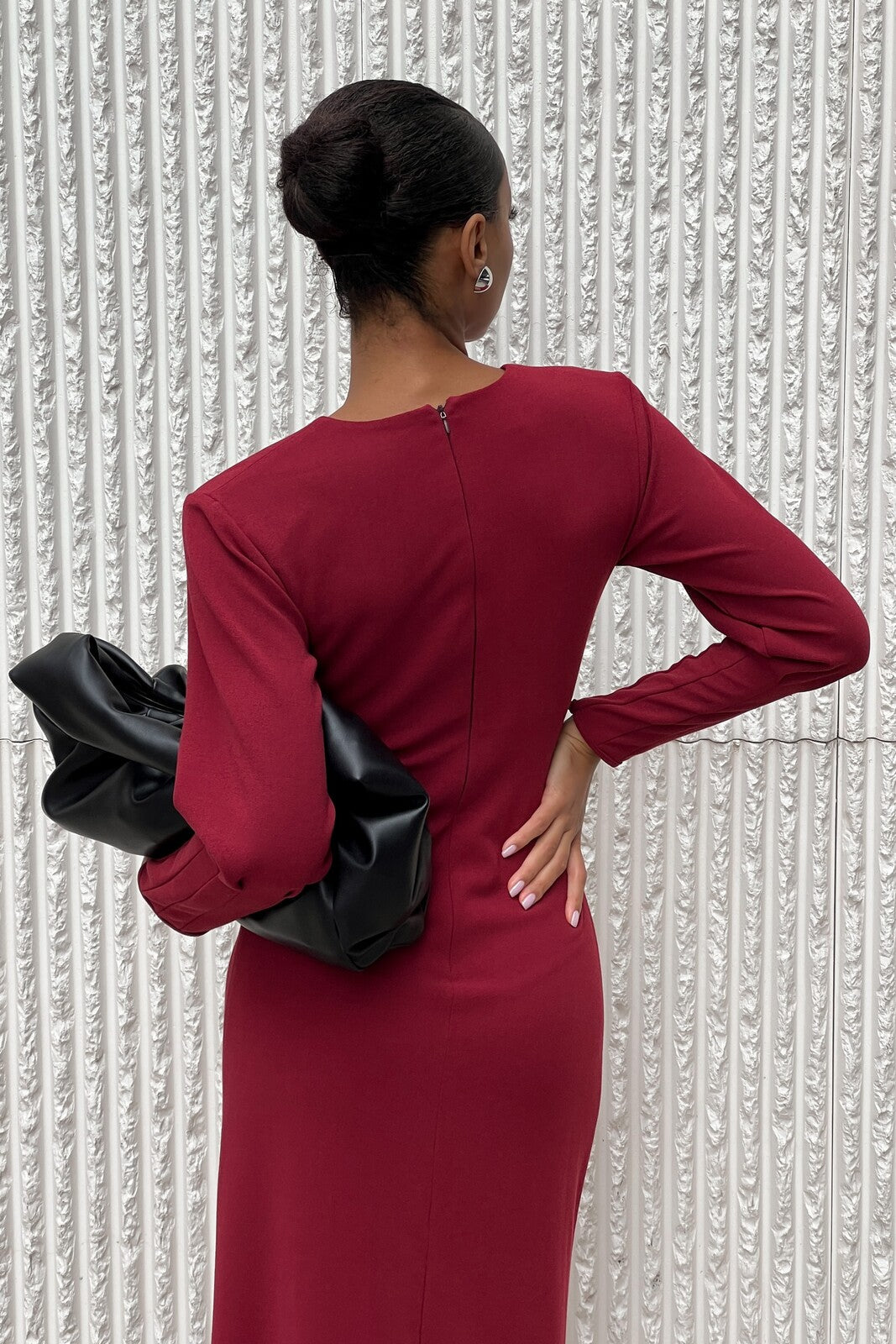 VESTIDO LONGO BORDEAUX DECOTE DE LAÇO