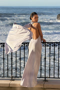 VESTIDO COMPRIDO LAVANDA CLARO COM CAPA