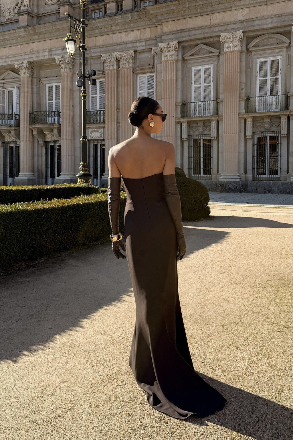 VESTIDO CASTANHO ASSIMÉTRICO