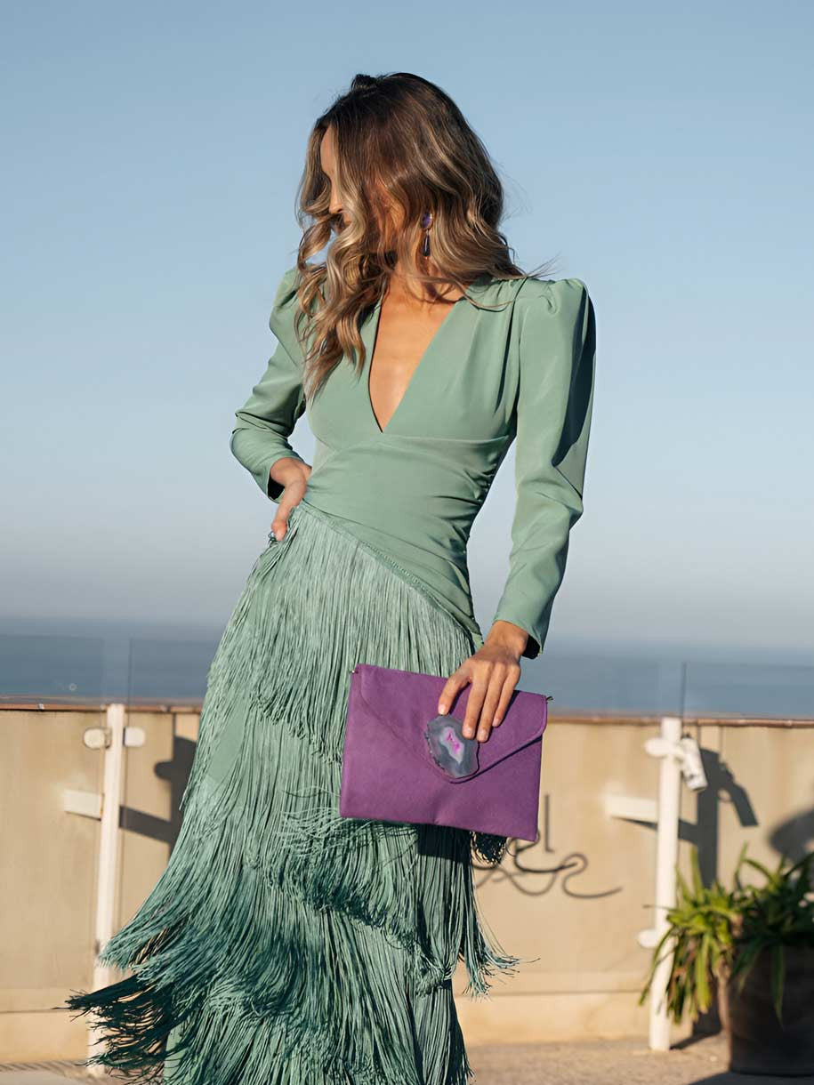 Vestido Salvia™ - Con Flecos