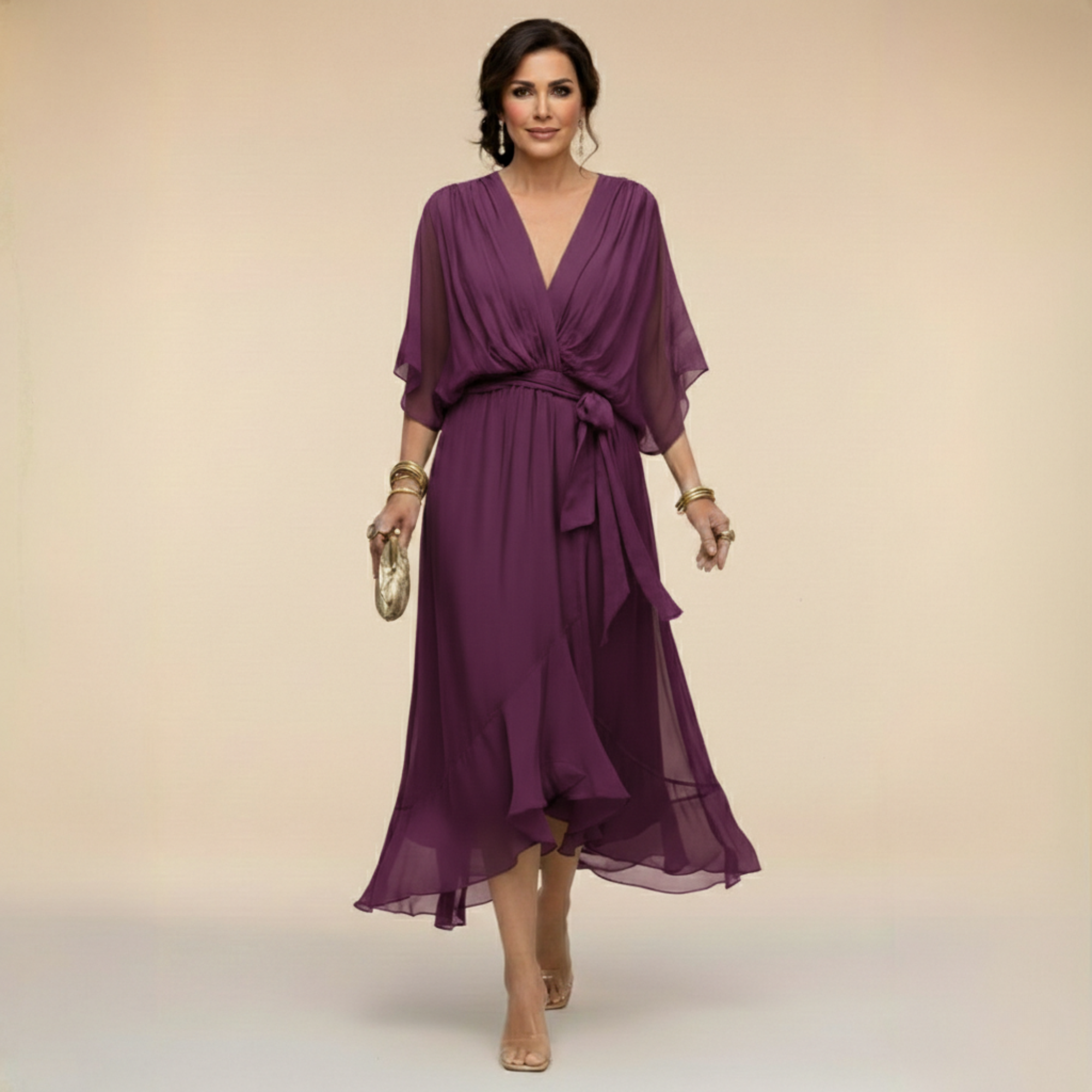 Vestido Monica™ - Chifón con Escote en V